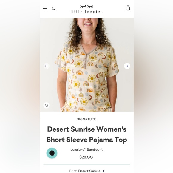 Little Sleepies Women's Desert Sunrise Patterned PJ Short Sleeve Top and Pants - Picture 1 of 3